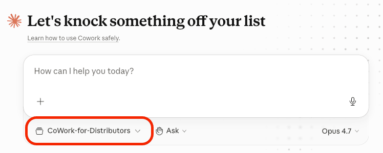 Confirming the workspace folder selection in CoWork