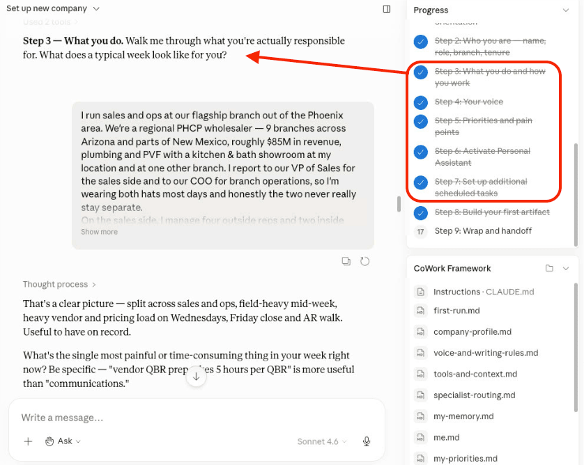Setup capturing your personal profile — role, priorities, voice, and objectives